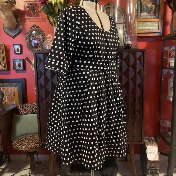 City Chic Fit & Flair Swing 50s Polka Dot Dress Sz 24 - Picture 7 of 7